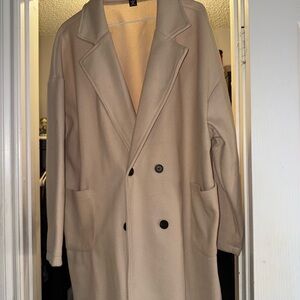 “PLUS SIZE” Women’s Tan Double-Breasted Coat